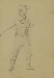 Henry Thomas Alken Snr, Portrait of a jockey, pencil