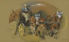 Hubert de Watrigant, Attelage, mixed media on paper