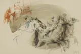 Hubert de Watrigant, The Start, black chalk and watercolour