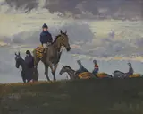Malcolm Coward, Morning exercise on the heath, oil on canvas