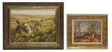 Barry Peckham, Shetland Ponies at Pond End, oil on canvas board together with: New Forest Donkeys' giclée print on canvas
