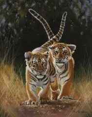 Pip McGarry, A pair of tiger cubs, oil on canvas