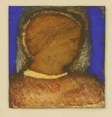 John Emanuel, Head in profile, mixed media on board