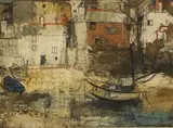 George Hammond Steel, Harbour Cottages, St Ives, mixed media on board