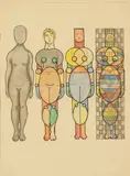 Eduardo Paolozzi, Four figures, watercolour over a printed base