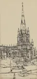 Ken Howard, A group of five drawings of Bristol and Stonehenge commissioned to illustrate telephone directories, pen and ink