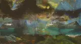 Keith Grant, Squall nr Nykvag Vestevalen, mixed media on board