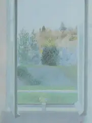 David Tindle, Pre-study for Pale Blue Evening, 1991, watercolour and gouache over pencil