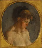 Bernard Dunstan, Portrait of the artist's wife, oil on canvas board