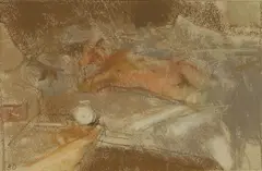 Bernard Dunstan, A reclining nude, pastel