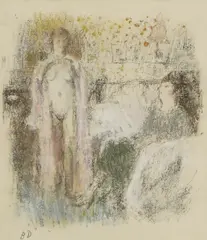 Bernard Dunstan, Dressing Room Conversation, 1993, pastel and charcoal on paper