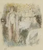 Bernard Dunstan, Dressing Room Conversation, 1993, pastel and charcoal on paper