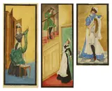 Albert Victor Ormsby Wood, A group of five paintings of a maid and her charge, watercolour and gouache over pencil