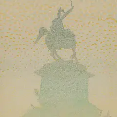 John Titchell, Emperor Statue, Venice, 1985, gouache