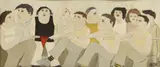 Melville Hardiment, Tug of war, oil on board