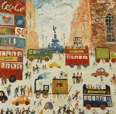 Piccadilly by Simeon Stafford, oil on board, sold Mar 2026