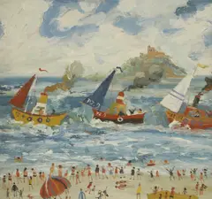 The Fishing Fleet by Simeon Stafford, oil on board, sold Mar 2026