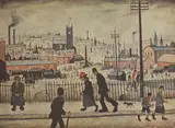 L. S. Lowry, View of a Town, offset lithograph in colours