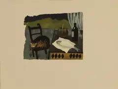 Cat and Fish by Mary Fedden, lithograph in colours, sold Mar 2026