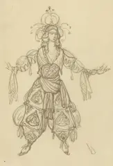 Léon Bakst, Costume design, possibly for the revue 'Aladin, circa 1919, pencil