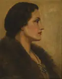 Cyril Henry Barraud, Portrait of Miss Kaye Hoste in profile, oil on board