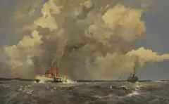 Leslie Carr, Sun and Cloud on the the Solent, oil on canvas laid on board