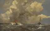 Leslie Carr, Sun and Cloud on the the Solent, oil on canvas laid on board