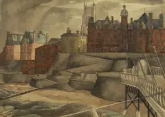 John Nash, View from Cromer Pier, watercolour over pencil