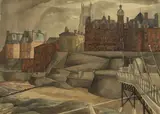 John Nash, View from Cromer Pier, watercolour over pencil