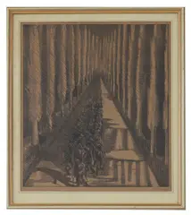 Paul Nash, Men Marching at Night, lithograph