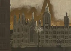 The Palace of Westminster' (MG 068) by Edward Bawden, linocut in colours, sold Mar 2026
