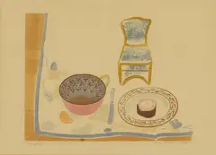 Sheila Robinson, Tea, relief print in colours