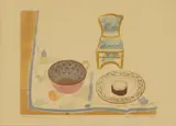 Sheila Robinson, Tea, relief print in colours