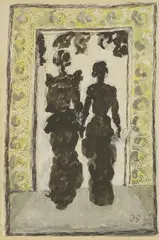 Duncan Grant, Silhouette of two ladies, watercolour and gouache