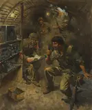 Terence Cuneo, Incident on the Bar-Lev Line: The Last Hours of an Israeli Bunker, oil on canvas