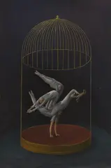 Ronald Ferns, Balancing acrobats with key, oil on board