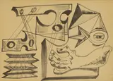 John Banting, Guitar player, pen and ink and marker pen