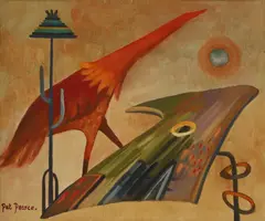 Red Bird by Patricia Pearce, oil on canvas board, sold Mar 2026