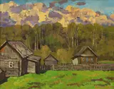 Yuri Matushevski, Spring in the Village, oil on board