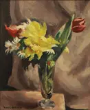 Charles Picart Le Doux, A vase of flowers, oil on canvas