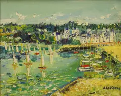Yolande Ardissone, A harbour, oil on canvas