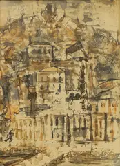 Michael Michaelides, `Hydra', Aegean Island, ink and watercolour