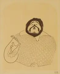 Al Hirschfeld, Luciano Pavarotti, etching