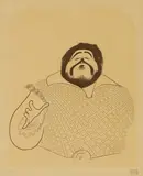 Al Hirschfeld, Luciano Pavarotti, etching