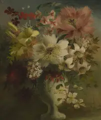 A vase of summer flowers by Mary Fedden, oil on canvas, sold Mar 2026