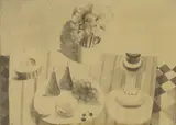 Mary Fedden, Still Life with Fruit, Vase of Flowers and Lantern, pencil