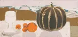 Mary Fedden, Still life with pumpkin, oil on board