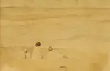 Mary Potter, Figures on a beach, watercolour over pencil