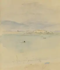 Two boats on a lake by Mary Potter, watercolour, sold Mar 2026