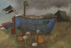 Tessa Newcomb, Ragged Flags and Clouds, oil on board